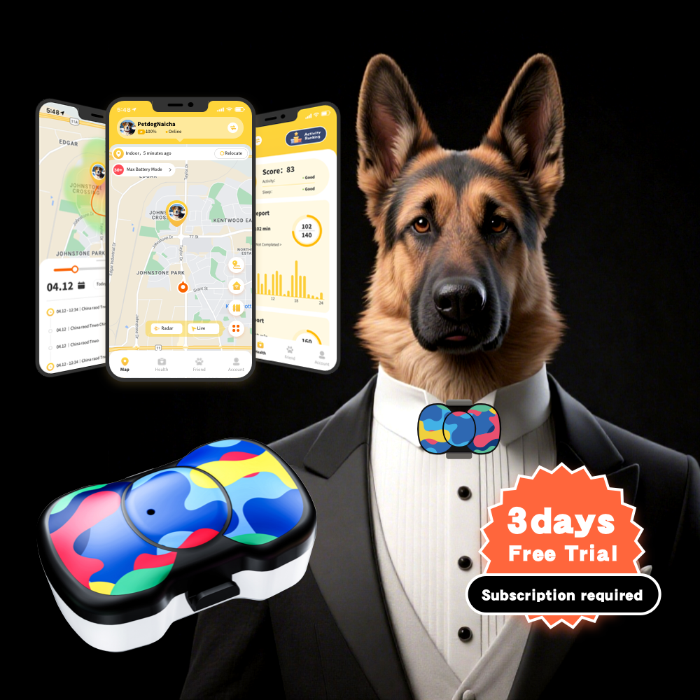 hipet 4G GPS Dog Tracker – Real-Time Pet Tracker with App, 30-Day Battery, Waterproof, Worldwide Coverage, 3-Day Free Plan & 90-Day Return Guarantee, Work with iOS & Android